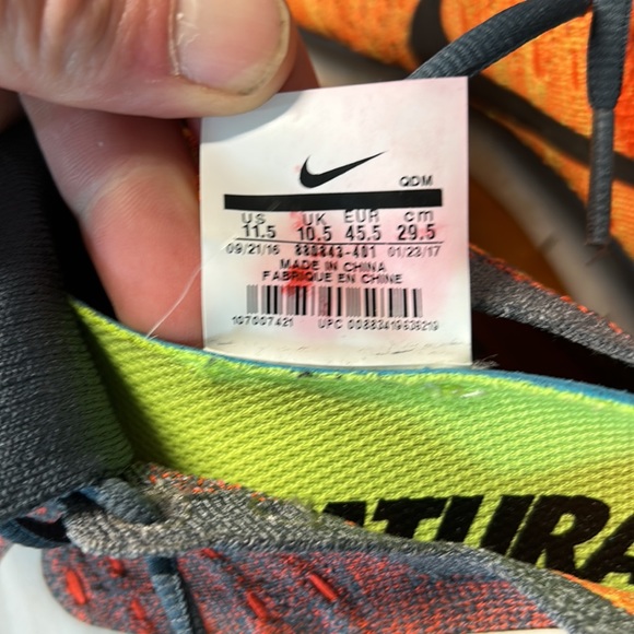 Nike Free Run RN flyknit, 880843-401, men’s US 11.5 orange and gray - Picture 5 of 6